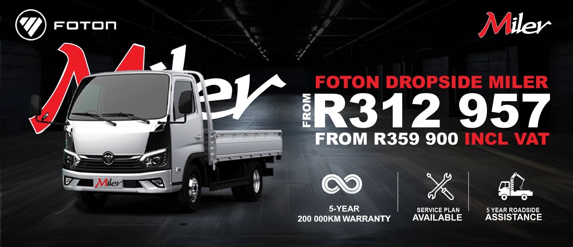 Foton Miler dropside from R359 900